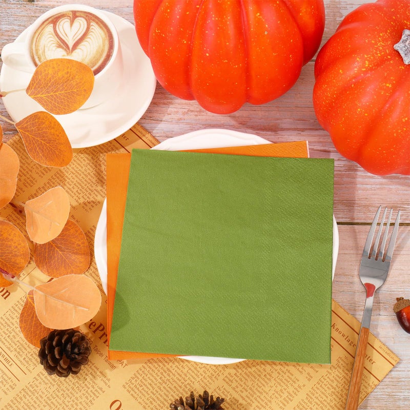 Whaline 80Pcs Thanksgiving Fall Paper Napkins Autumn Colors Luncheon Napkin 4 Colors Disposable Dinner Dessert Napkin for Home Kitchen Party Supplies - Image 3